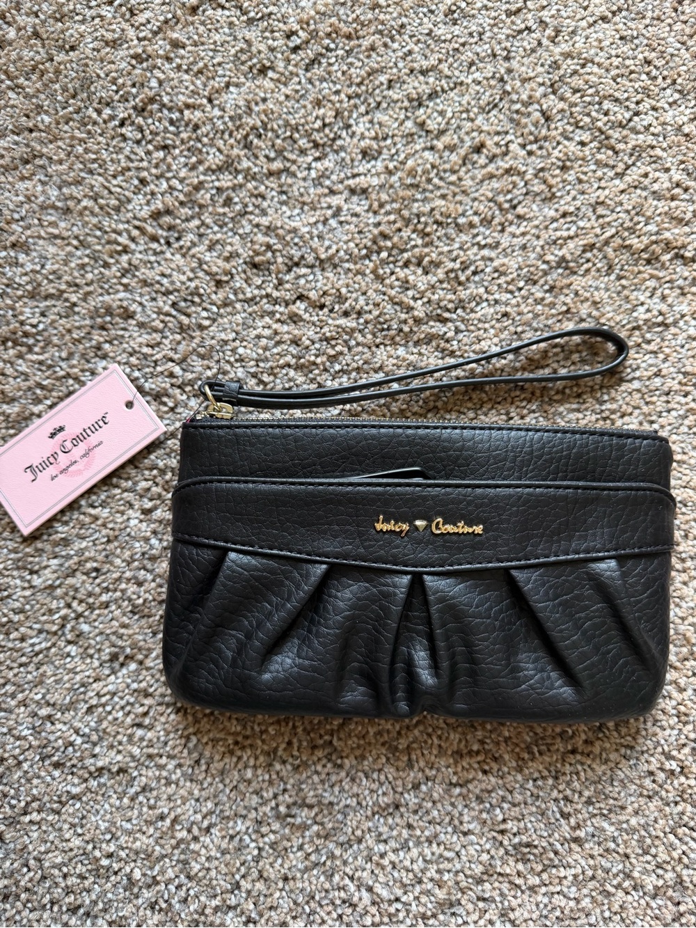 JUICY COUTURE Pleated Wristlet Clutch Purse in Black